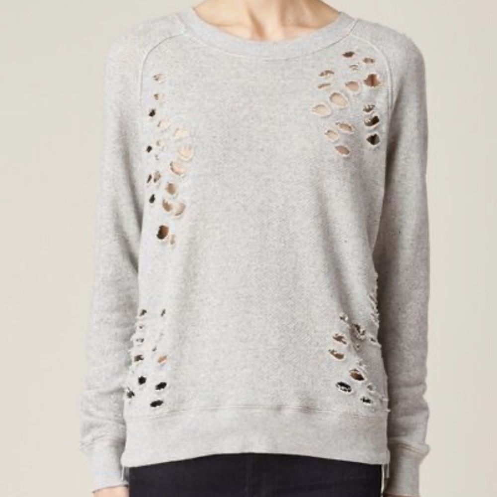 Grey R13 Distressed Sweatshirt with Side Zippers